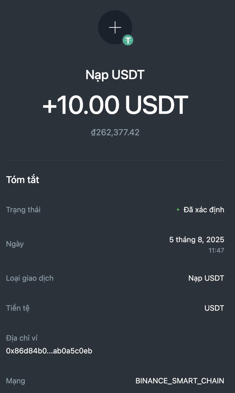 Thực hiện đúng giao dịch, tiền sẽ được cộng vào tài khoản 