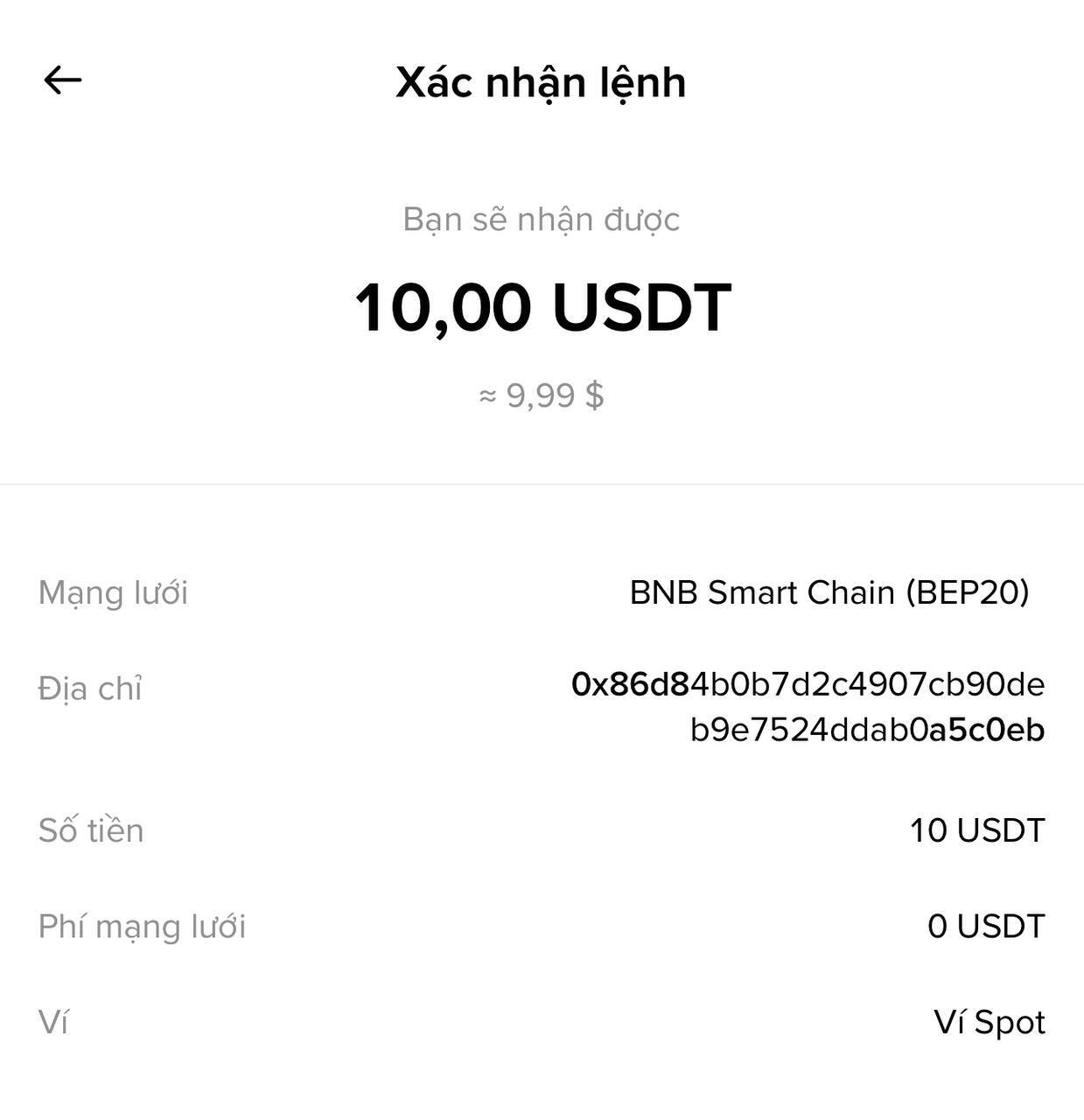 Kiểm tra các thông tin trước khi nhấn Xác nhận 